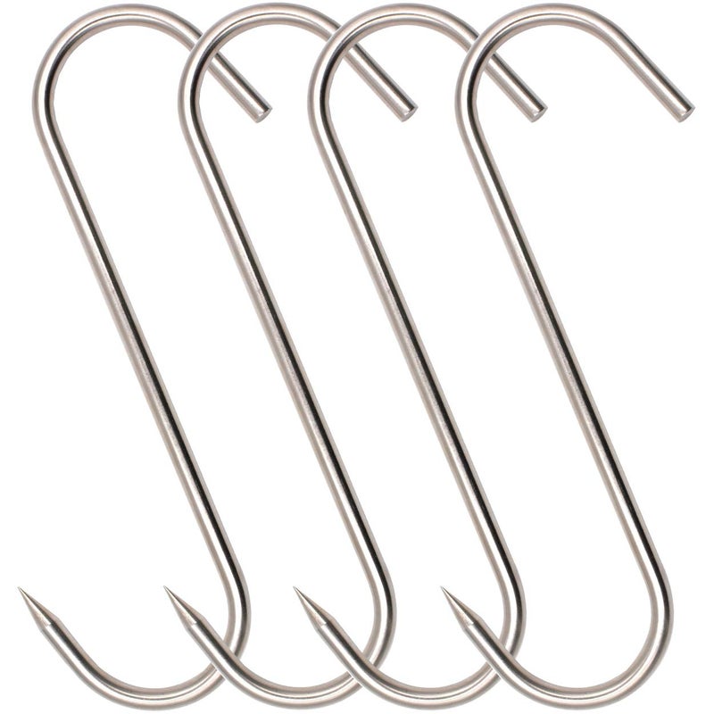 Alele 10" Meat Hook 10mm Heavy Duty Stainless Steel Butcher Hooks for Hanging Beef (10inch 10mm 4p) - Image 1